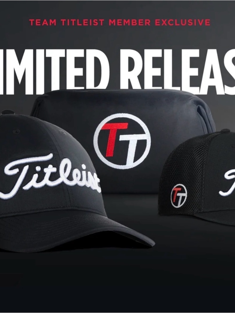 Titleist Black Cap with White & Red Logo Accents NEW with tags!